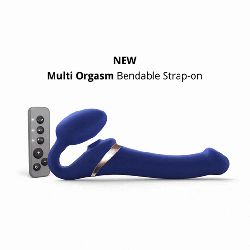 MULTI ORGASM BENDABLE STRAP-ON - M - BLEU NUIT