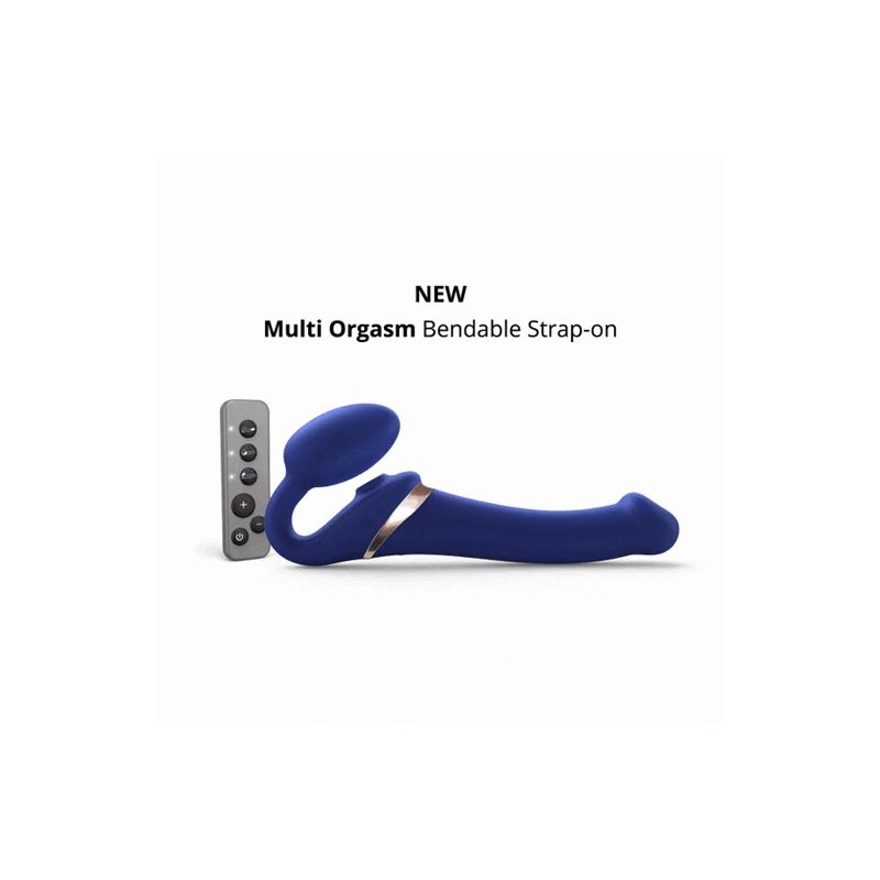 MULTI ORGASM BENDABLE STRAP-ON - M - BLEU NUIT