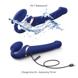 MULTI ORGASM BENDABLE STRAP-ON - M - BLEU NUIT